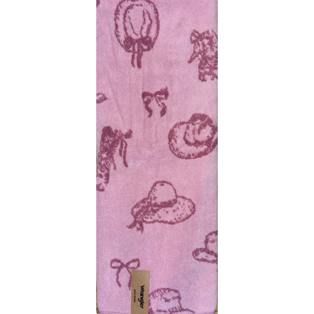 New Wrangler Cowboy Like Me" Pink Bows, Boots, & Hats Bath Towel